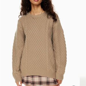 Aritzia Sunday Best Peggy Sweater size large cable fisherman knit wool merino